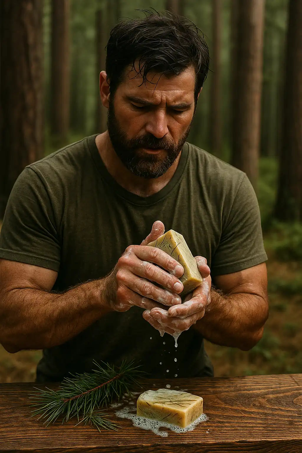 Pine tar and cedarwood bring the forest to your shower—honest scents for hardworking men.