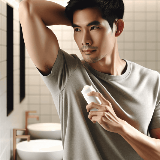 A man applying natural deodorant after an armpit detox.