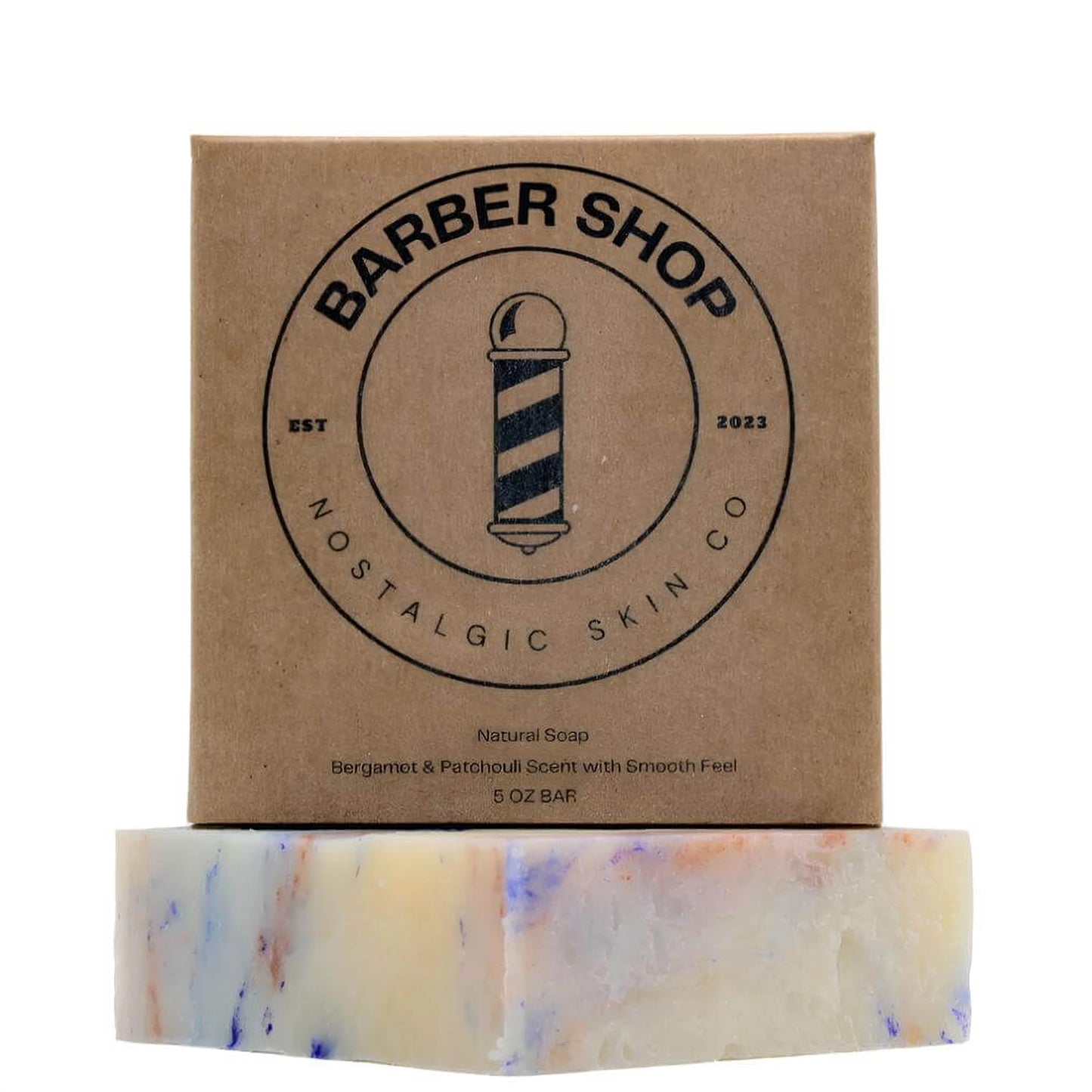 Barber Shop Bar Soap with bergamot and patchouli scent, perfect men's soap for a classic grooming experience.